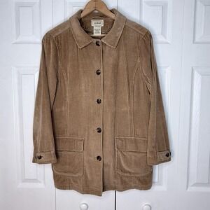 Vintage LL Bean Chore Jacket Wide Wale Barn Chore Corduroy Tan Women's Medium